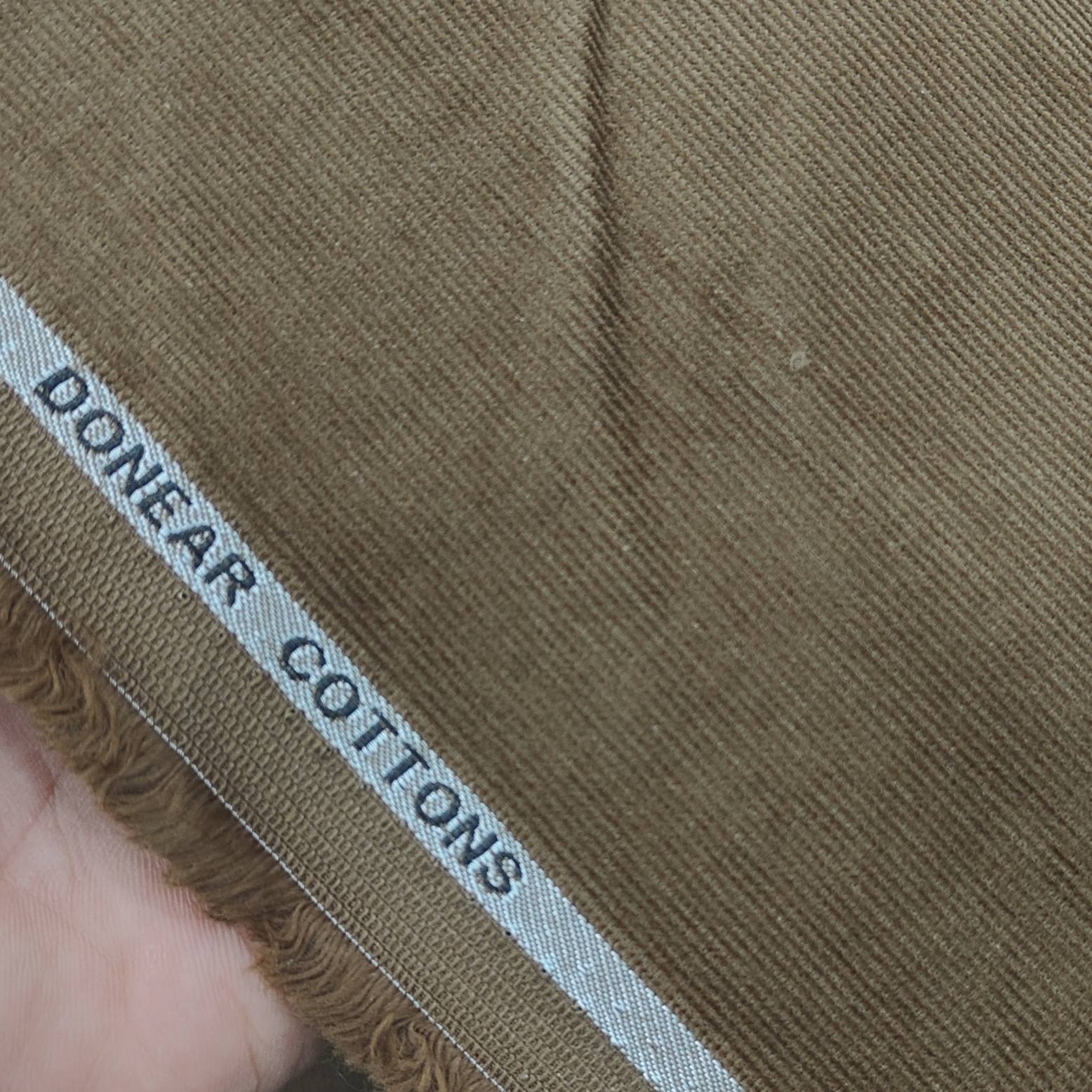 Corduroy Donear Pure Cotton stretchable Trouser Fabric Colour Raw Umber Brown